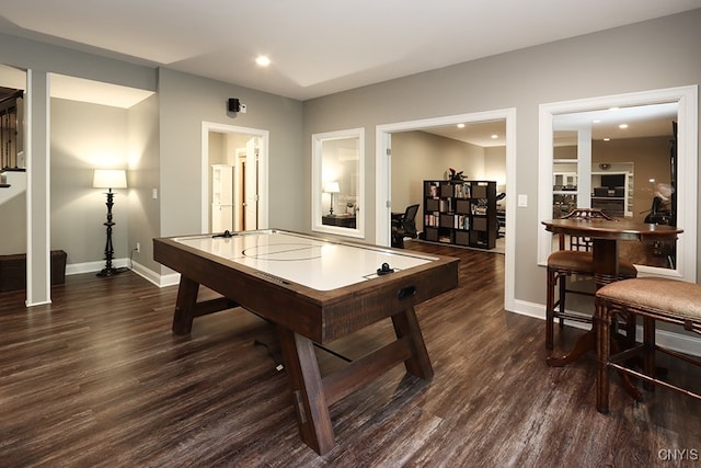 playroom with dark hardwood / wood-style flooring