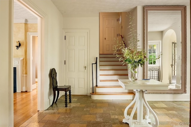 foyer with hardwood / wood-style flooring