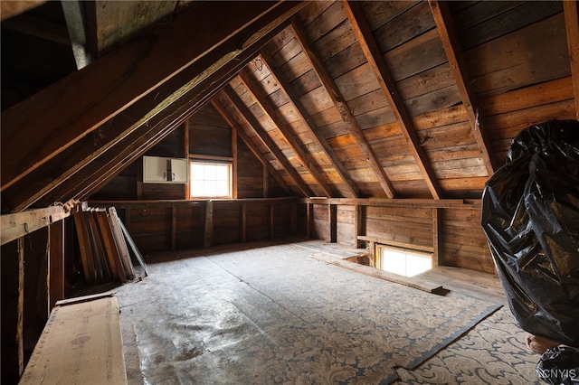 view of unfinished attic