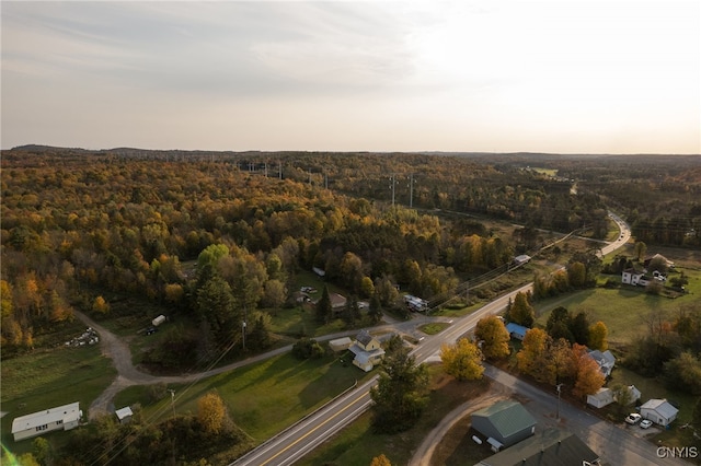 view of aerial view at dusk