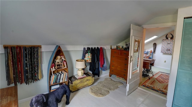 bedroom with vaulted ceiling