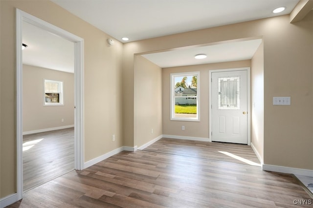 foyer entrance featuring light wood-type flooring