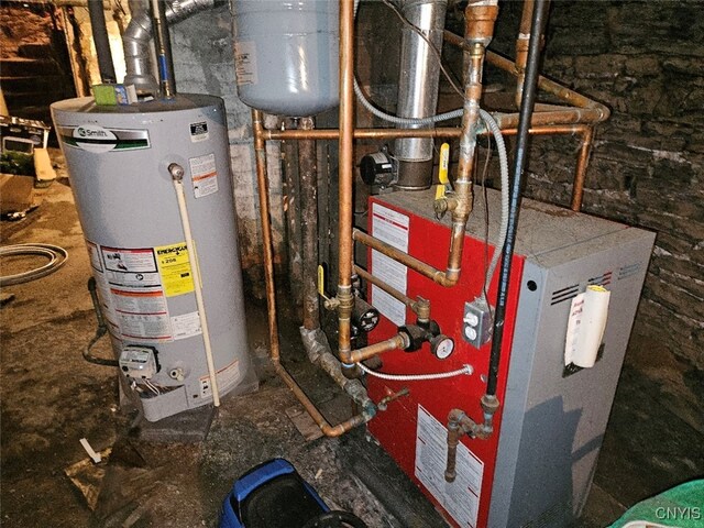 utility room featuring water heater