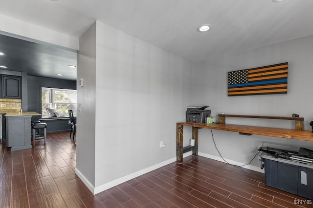 office area featuring dark hardwood / wood-style flooring