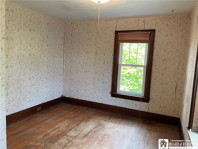 empty room with hardwood / wood-style floors