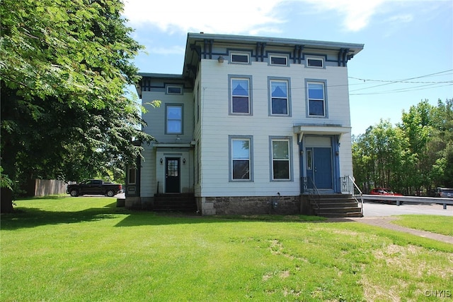 italianate home with a front lawn