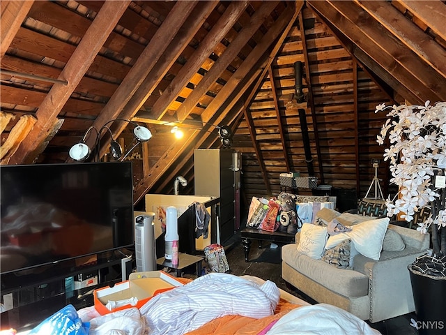 view of unfinished attic