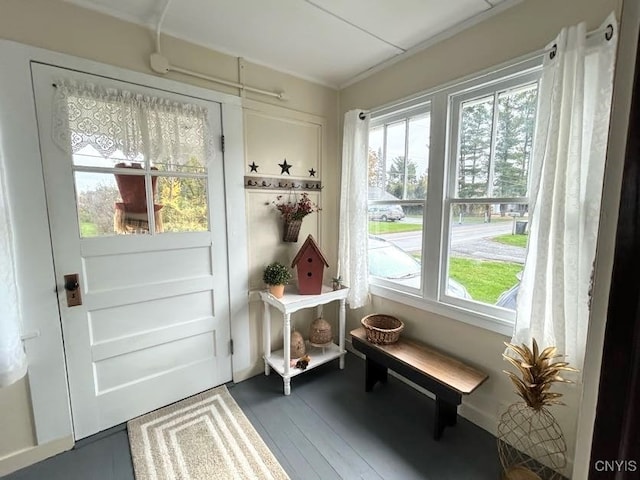 entryway with dark hardwood / wood-style floors