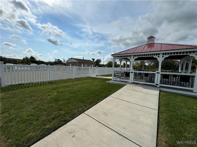 view of yard featuring a gazebo and a patio area