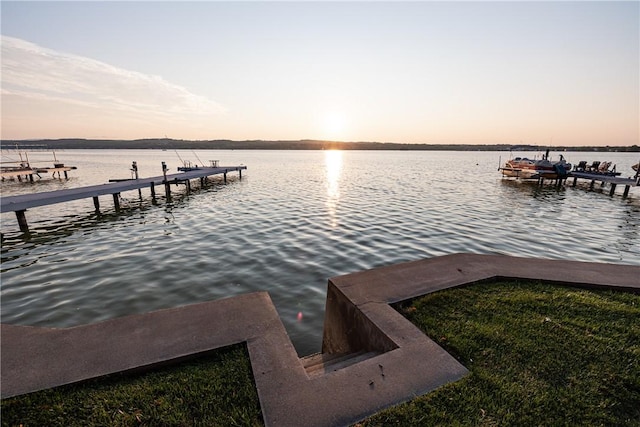 dock area with a water view