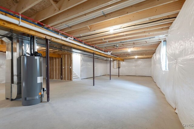 basement with gas water heater