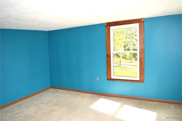 carpeted empty room with a textured ceiling