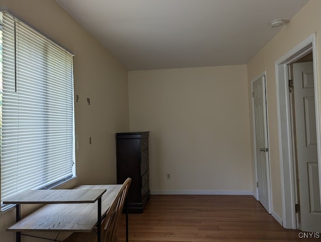 office area with plenty of natural light and wood-type flooring