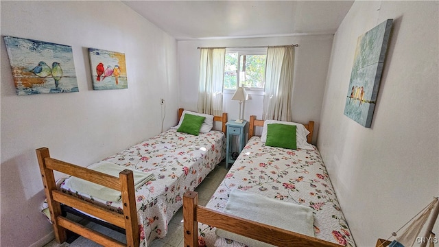 bedroom with vaulted ceiling