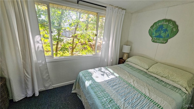 bedroom with multiple windows and carpet flooring