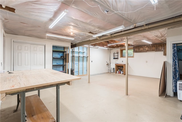 basement with sink