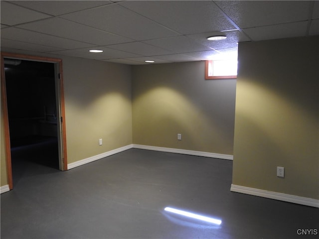 basement with a drop ceiling