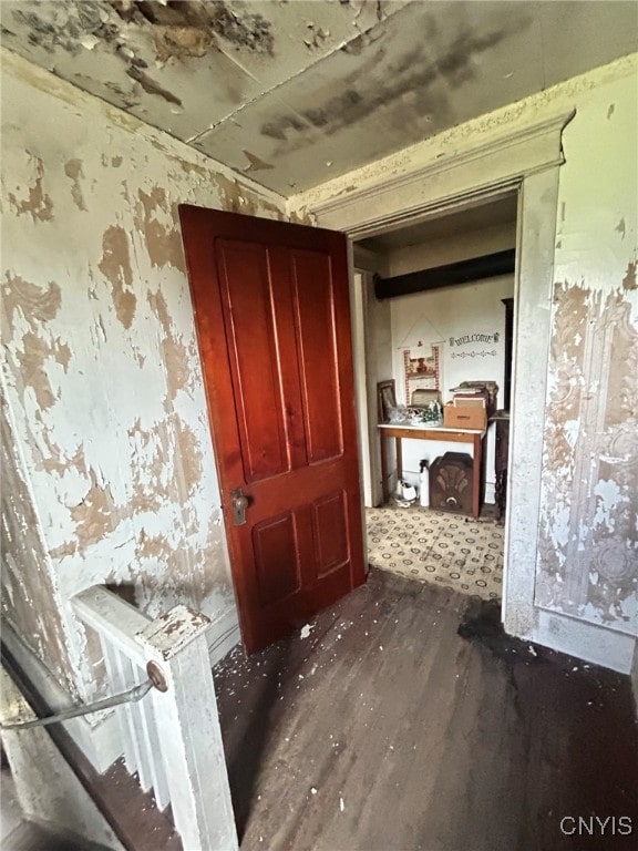 miscellaneous room with dark wood-type flooring