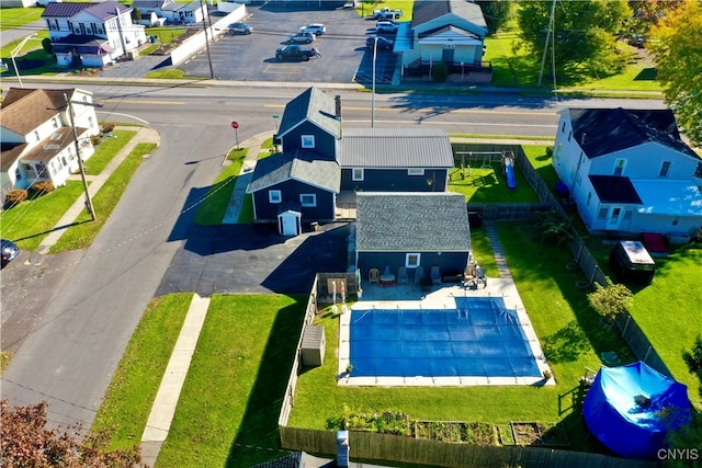 drone / aerial view with a residential view