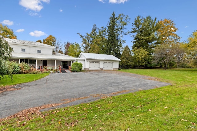 view of front of house with a front lawn and a porch