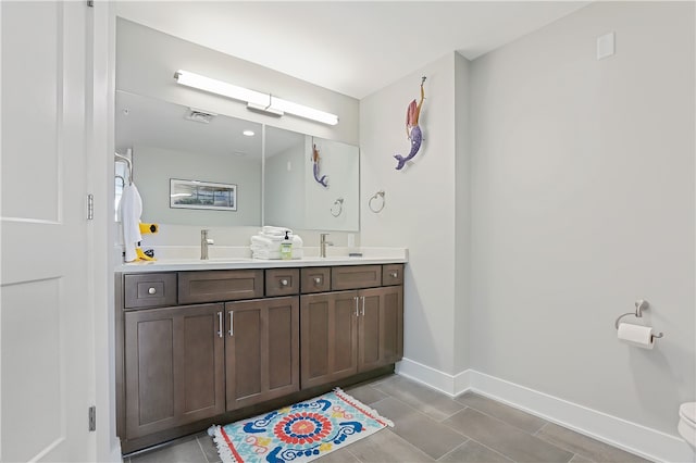 bathroom with vanity and tile patterned floors