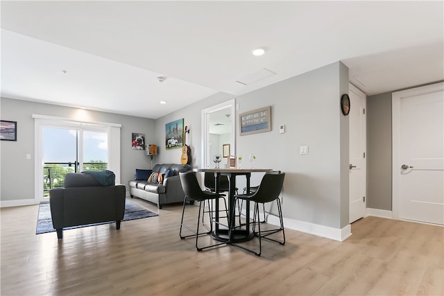 living room featuring light wood-type flooring