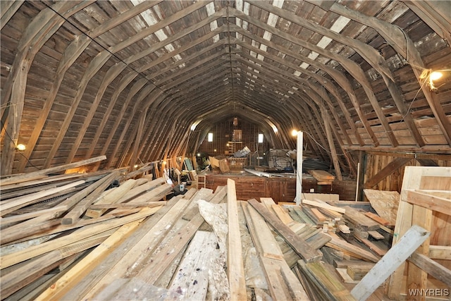 view of unfinished attic