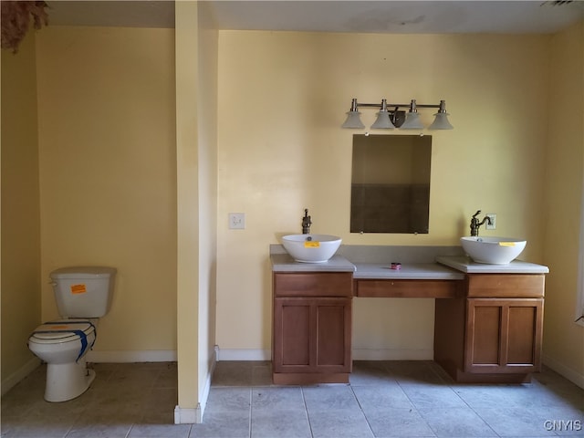 bathroom featuring vanity, toilet, and tile patterned floors