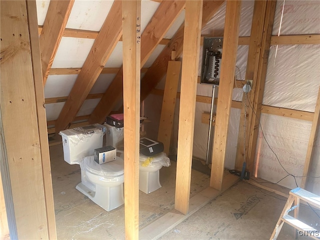 view of unfinished attic