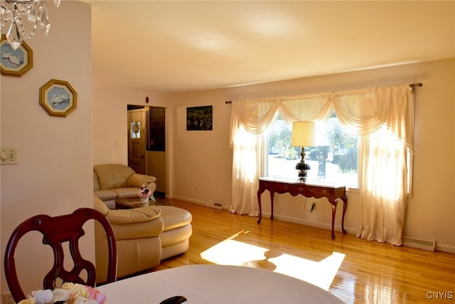 living room with hardwood / wood-style flooring