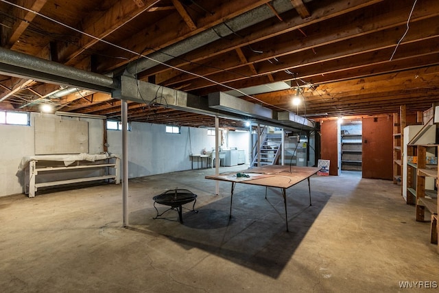 basement featuring separate washer and dryer