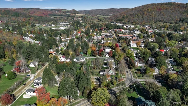 aerial view with a mountain view