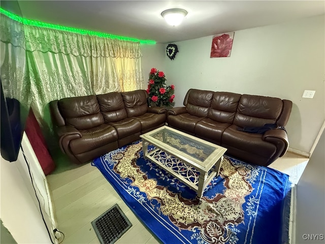 living room with hardwood / wood-style floors