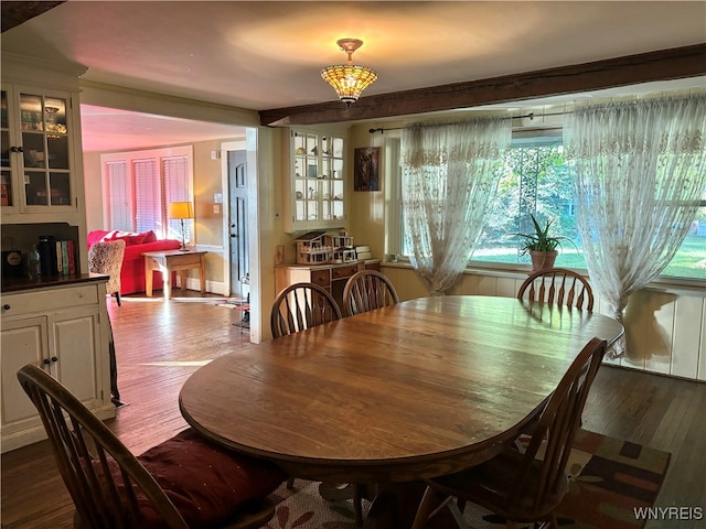 dining space with hardwood / wood-style flooring and plenty of natural light