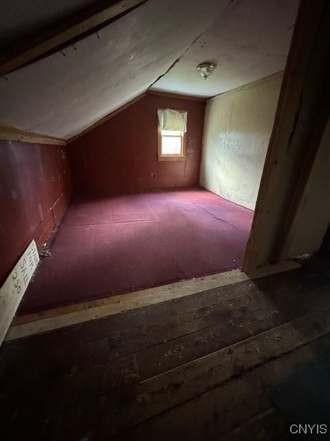 additional living space featuring lofted ceiling