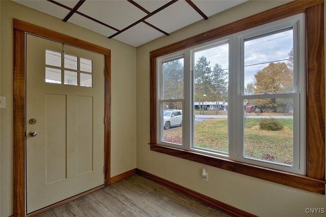 foyer with light wood-type flooring