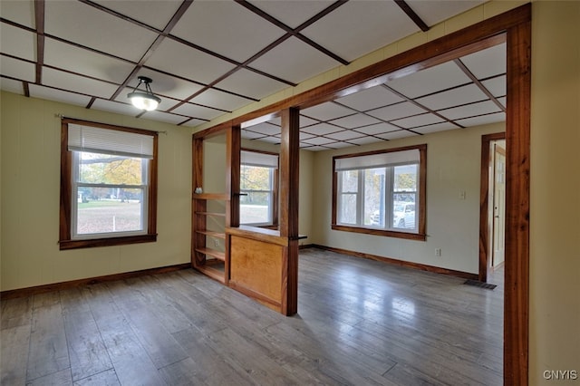 unfurnished living room with light wood-type flooring