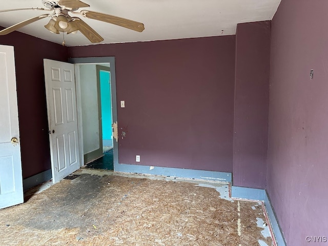 spare room featuring ceiling fan