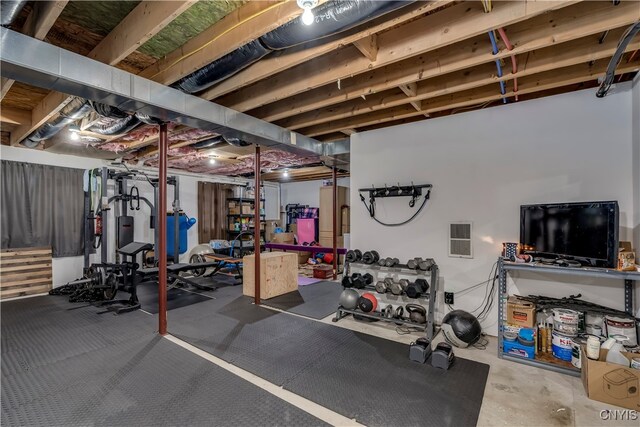 workout area with concrete floors