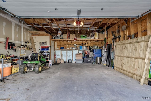 garage with a garage door opener