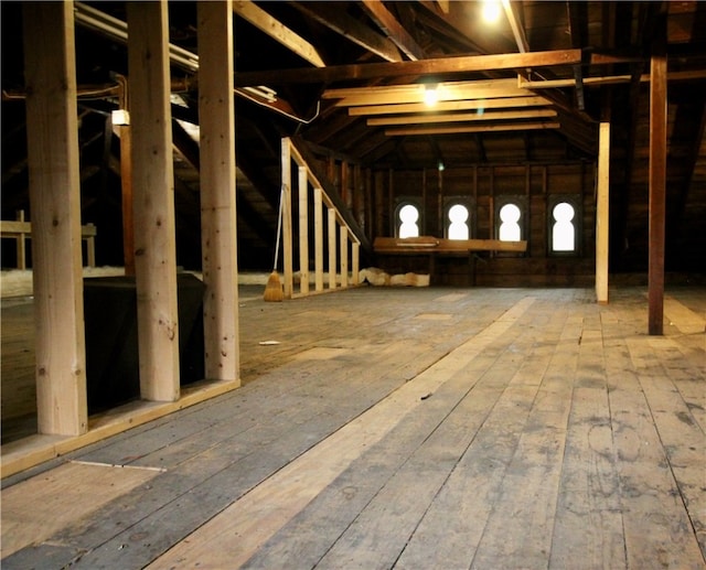 view of unfinished attic