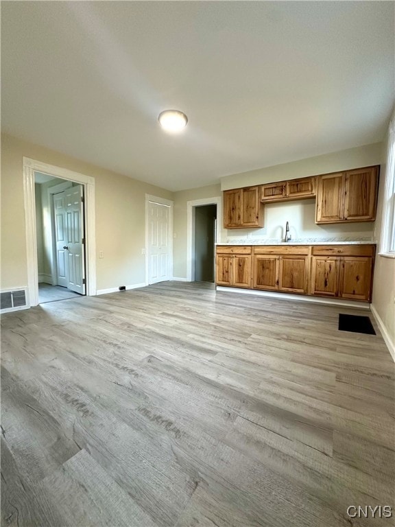 kitchen with sink and light wood-type flooring