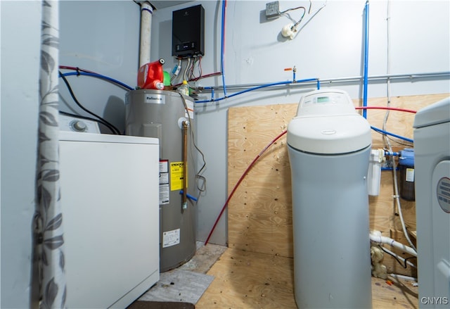 utility room with electric water heater