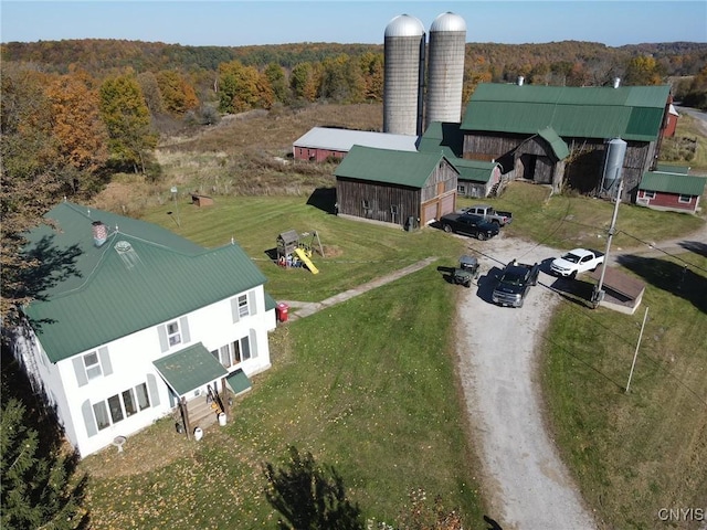 aerial view featuring a view of trees