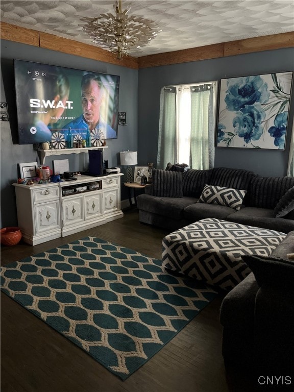 interior space featuring a textured ceiling and hardwood / wood-style floors