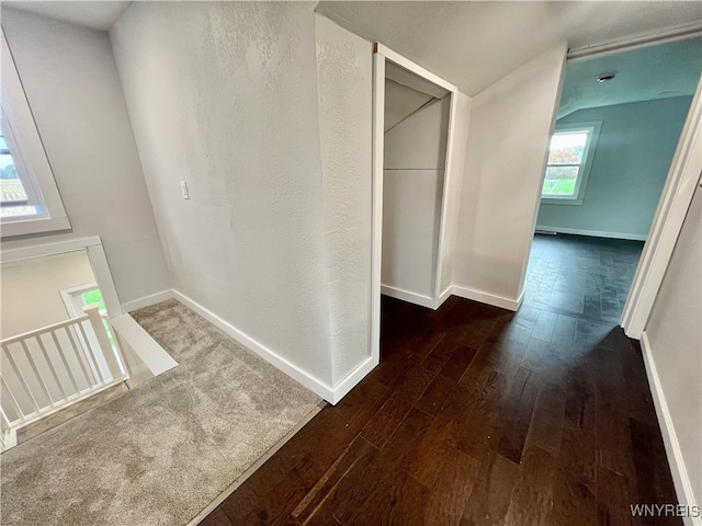 hallway featuring dark hardwood / wood-style floors