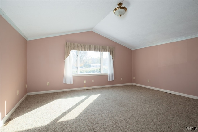 additional living space featuring carpet flooring and lofted ceiling