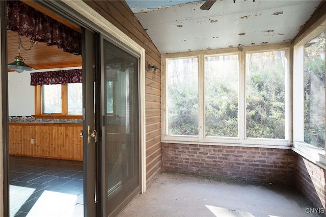 view of unfurnished sunroom