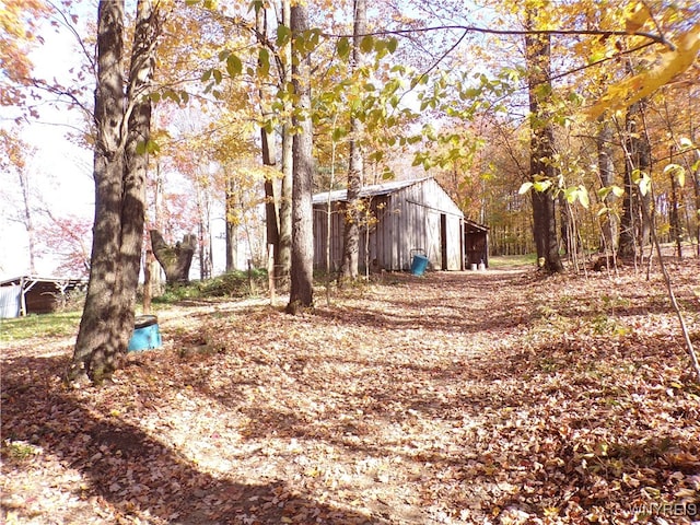 view of yard featuring an outbuilding