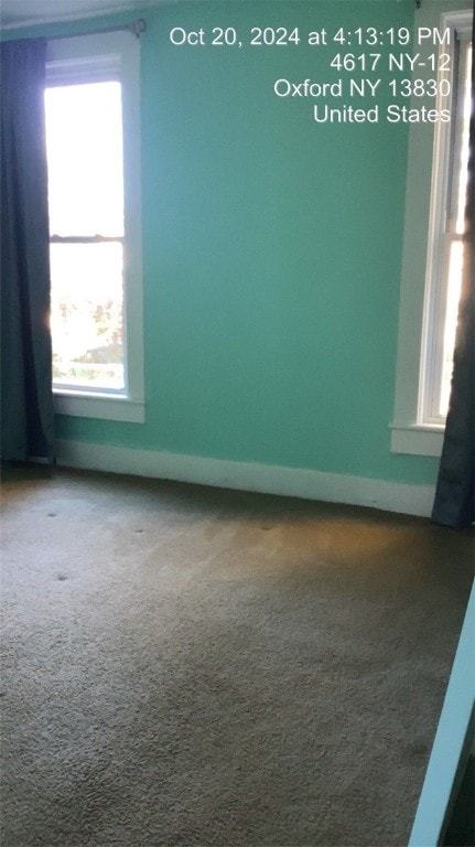 carpeted empty room featuring plenty of natural light